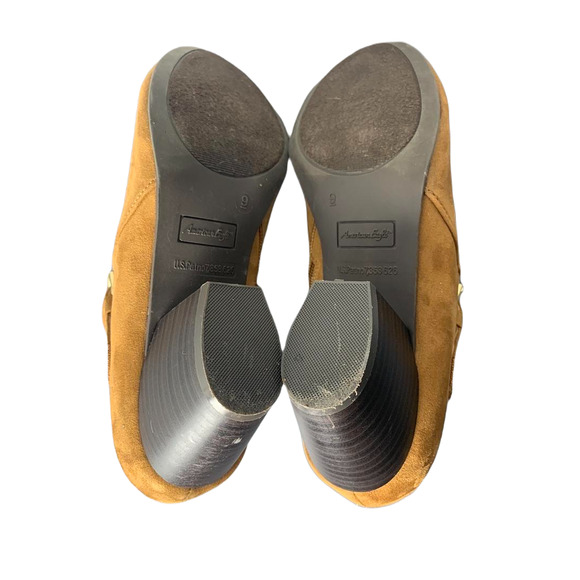 American Eagle Outfitters Womens Tan Suede Ankle Boots Size 9 With Buckle - Picture 8 of 8